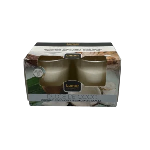 Lumar 902915 Coffret de 2 Verres Parfumés Noix de Coco Sucrée – Bougies en Verre au Parfum Exotique | Ambiance Douce et Enveloppante