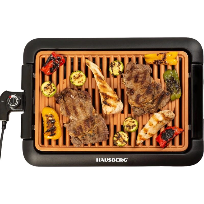 Hausberg HB-537 Barbecue Électrique – Grill Puissant, Sans Fumée et Idéal pour la Cuisine Moderne
