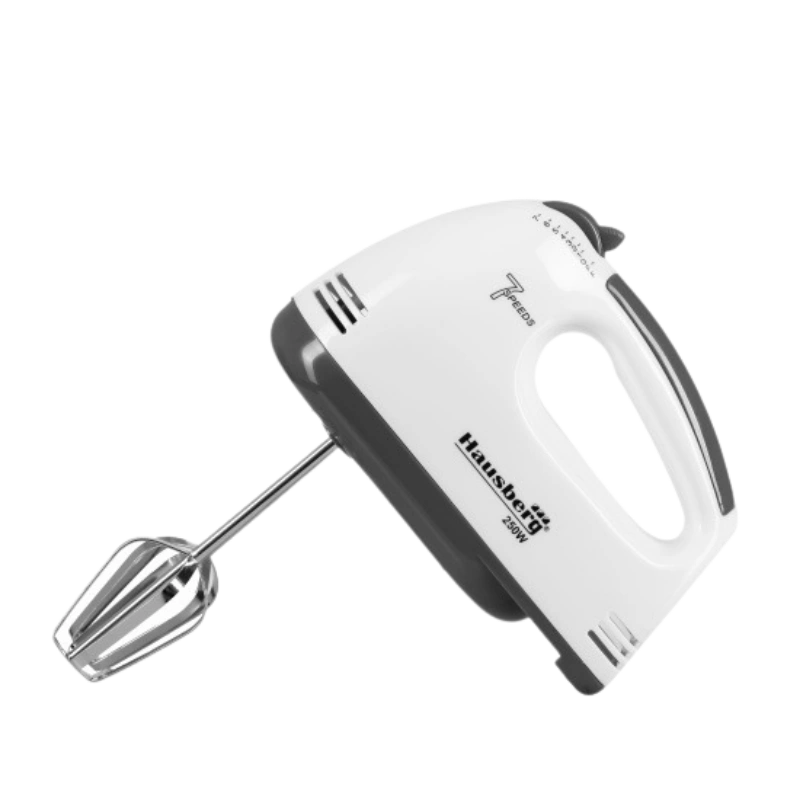 Hausberg HB-4112GR Mixeur à Main 250W – 7 Vitesses, Batteurs Inox et Design Ergonomique Gris