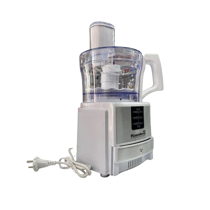 Hausberg HB-7522AB Robot Culinaire Électrique 600W – Bol 1.2L, 2 Vitesses, Lames Inox et Accessoires Multiples