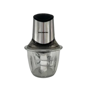 Hausberg HB-4507IN Hachoir Électrique Inox 500W – Bol Verre 1.2L, 6 Lames Inox et Fonction Turbo
