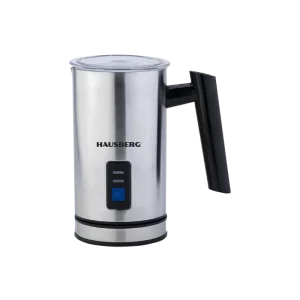 Hausberg HB-7678 Mousseur à Lait Électrique 600W – Inox, 250ml, Moussage Chaud/Froid et Base Rotative 360°