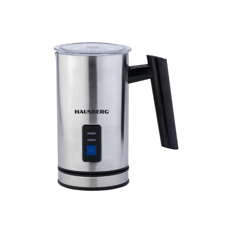 Hausberg HB-7678 Mousseur à Lait Électrique 600W – Inox, 250ml, Moussage Chaud/Froid et Base Rotative 360°