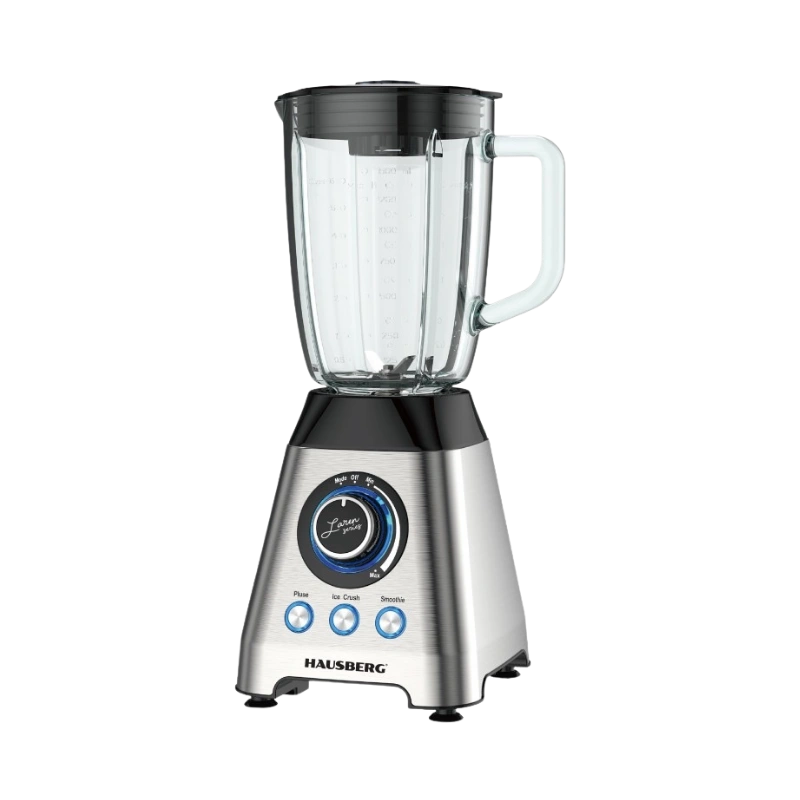 Hausberg HB-7764 Blender Électrique 1200W – Bol Verre 1.75L, Lames Inox, Programmes Automatiques & Moteur Cuivre