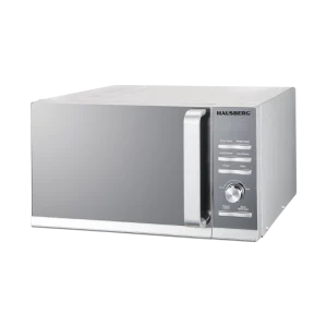 Hausberg HB-8009 Micro-ondes 25L – 900W, Argenté, Commandes Numériques, 6 Menus Automatiques & Sécurité Enfant