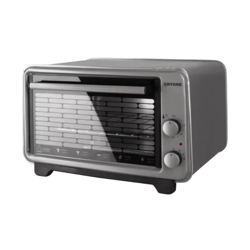 Ertone ERT-MN9135GR Mini-Four Électrique 36L – 1420W, Thermostat Réglable, Grill Cr-Ni Inoxydable, Intérieur Émaillé Fe-Al, Gris