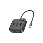 Hoco HB37TC Adaptateur HDMI HDTV + RJ45 + USB + PD 100W – Hub Multifonction Type-C Haute Vitesse pour Ordinateurs et Smartphones