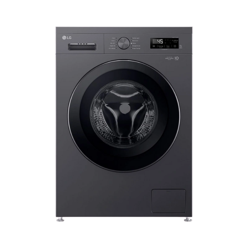 LG F2Y1TYP6J Lave-Linge Acier Noir 8 kg – AI Direct Drive, Lavage Rapide et Écran LED A+++