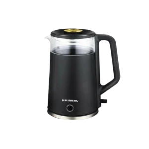 Hausberg HB-3619NG Bouilloire Électrique 2L en Verre et Plastique – 1800W, LED, Sécurité Anti-Surchauffe et Base Rotative 360°