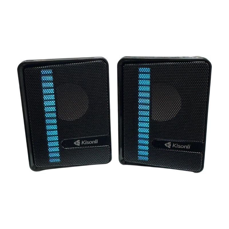 KISONLI SPK02X14 – Mini Haut-Parleurs PC RGB USB – Stéréo 2.0 Compact – Noir
