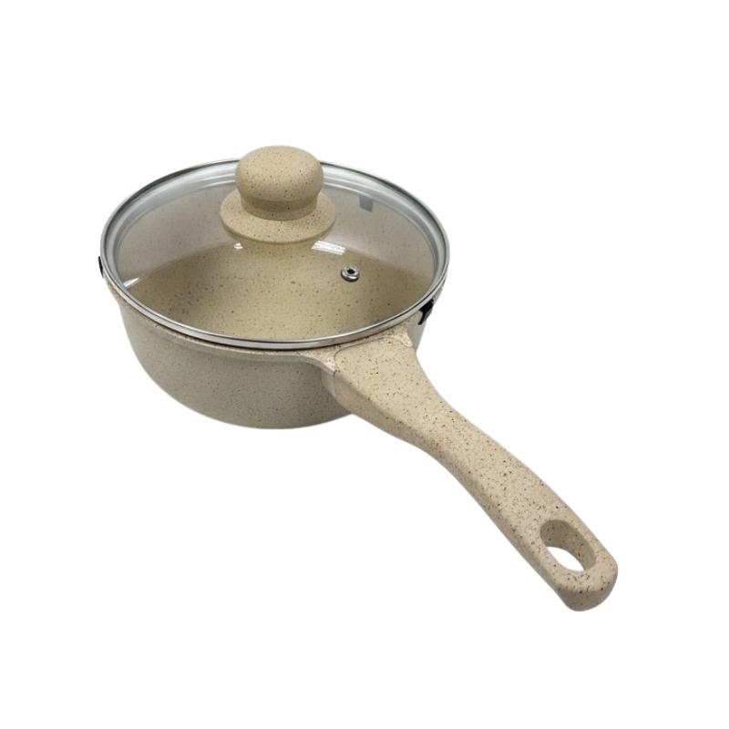 TATCH MP1880 Casserole 18 cm avec Couvercle – Casserole Antiadhésive en Pierre Pressée Haute Qualité