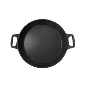TATCH KHHXP36 Poêle à Paella 36 cm – Plat à Paella en Acier Antiadhésif Noir Sain et Écologique