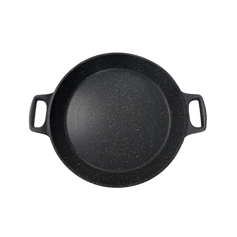TATCH KHHXP36 Poêle à Paella 36 cm – Plat à Paella en Acier Antiadhésif Noir Sain et Écologique