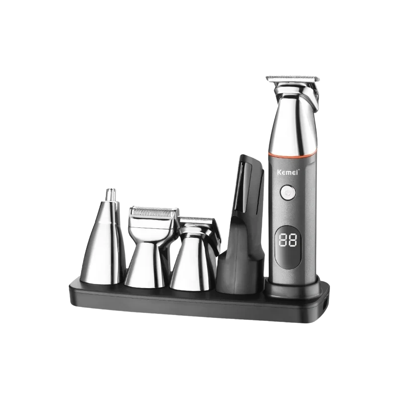Kemei KM-5857 Tondeuse à Cheveux et Barbe Professionnelle – Haute Puissance, USB Rechargeable, Écran LCD