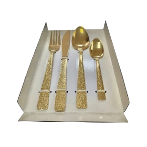 TATCH BC3023G Coffret de Couverts Dorés – Set 4 Pièces Luxe en Acier Inoxydable