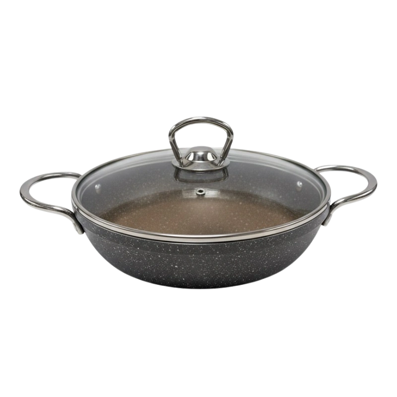 TATCH SAUTEUSE_26 – Sauteuse Granit 26 cm avec Couvercle en Verre Trempé