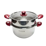 TATCH Couscoussier Inox 22 cm – Cuiseur Vapeur Multifonction avec Couvercle en Verre Trempé