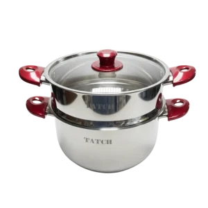 TATCH Couscoussier Inox 22 cm – Cuiseur Vapeur Multifonction avec Couvercle en Verre Trempé