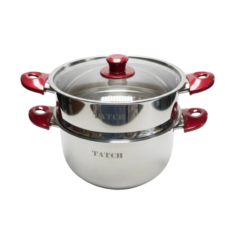 TATCH Couscoussier Inox 22 cm – Cuiseur Vapeur Multifonction avec Couvercle en Verre Trempé