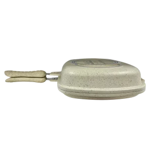 TATCH DF3275B – Poêle Double Face 32 cm Granit Beige Antiadhésive avec Joint Hermétique