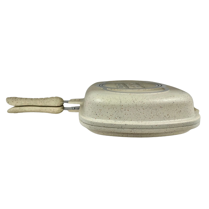 TATCH DF3275B – Poêle Double Face 36 cm Granit Beige Antiadhésive avec Joint Hermétique