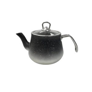 TATCH TEA_POT_1LG – Théière Granit 1L Noir et Argent avec Couvercle en Verre Trempé