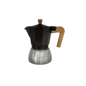 TATCH KF600 – Cafetière Italienne 6 Tasses en Aluminium avec Poignée Effet Bois