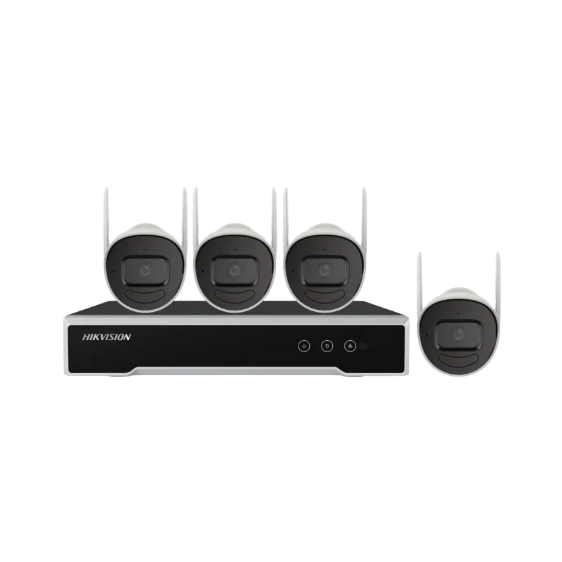 HIKVISION NK42W0HD – Kit de Vidéosurveillance Wi-Fi 4 Caméras 1080p avec NVR Sans Fil, Vision Nocturne et Stockage 1 To