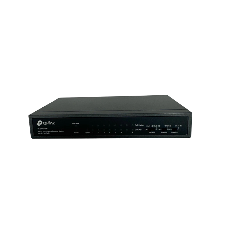 TP-Link TL-SF1009P – Switch 9 ports 10/100 Mb/s avec 8 ports PoE+ (65 W budget), Plug-&-Play