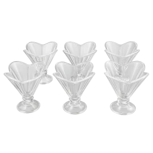 Bonomi F167 Set de 6 Coupes à Glace Carrées Fleur – Élégantes, Transparentes et Résistantes