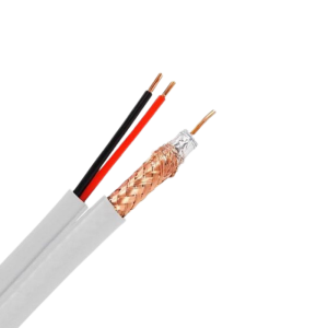 Câble Double Blanc Coaxial + Power 200 – Transmission Vidéo et Alimentation Combinées pour Systèmes CCTV