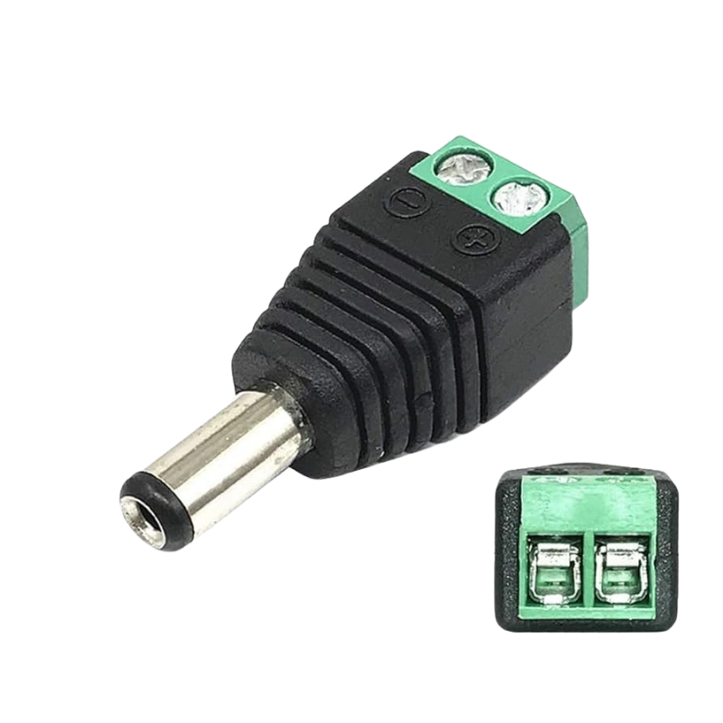 Connecteur Électrique DC – Bornier à Vis Mâle 5.5×2.1mm, Pratique et Fiable pour Alimentation 12V