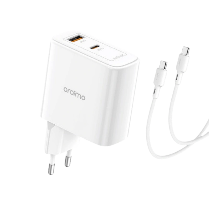 oraimo PowerGaN 45 – Kit Chargeur 45W GaN + Câble Type-C→Type-C, Charge Ultra-Rapide