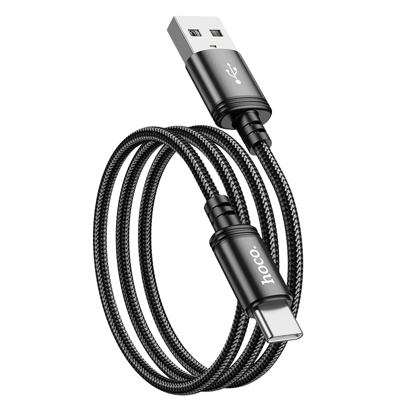 HOCO X89 Wind Câble USB à USB-C (3 A, Gaine Nylon Tressée, Connecteurs Alliage Aluminium)