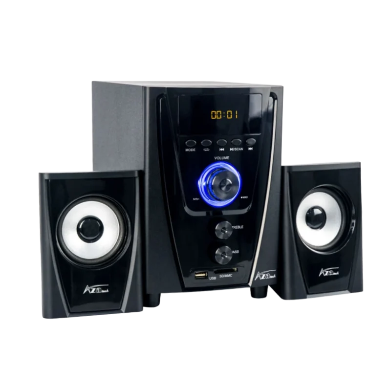 AZATECH AZ-SP-2001BT Haut-parleur Subwoofer Bluetooth (AC/DC 12 V, Carte SD/MMC, USB, Radio FM)