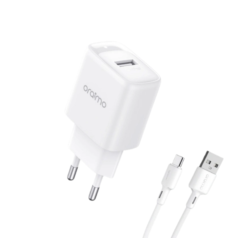 oraimo OCW-E66SC53 – Chargeur mural compact 10 W + câble Type-C 1 m, Charge fiable & Sécurité intégrée