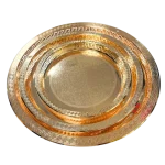 SAHARA 6604-AXL/3FG/MH-97/A – Ensemble de 3 Plateaux Dorés en Métal Gravé, Élégants et Durables