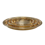 SAHARA 6604-AXL/3FG/MH-97/B – Ensemble de 3 Plateaux Dorés Gravés avec Poignées Sculptées, Élégants et Robustes