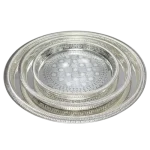 SAHARA 6604-AXL/3FS/MH-97/B – Ensemble de 3 Plateaux Argentés Gravés avec Poignées Sculptées, Élégants et Durables