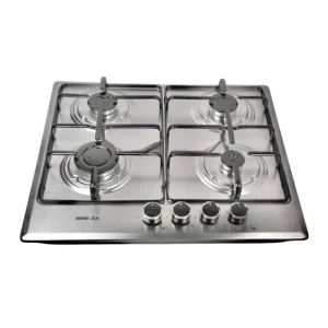 Venezia Plaque de Cuisson 4 Feux Gaz/Inox 60 cm – Grille Fonte, Allumage Électrique Automat.