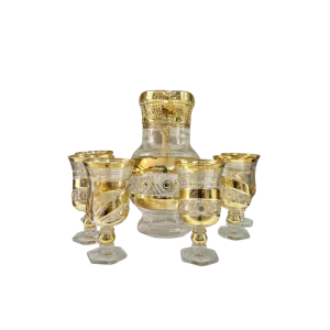 SAHARA Set de Verres à Eau 7 Pièces 1871-7DD – Service Élégant Doré en Verre de Luxe