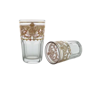SAHARA Verres à Thé PALACE – Set de 12 Verres Dorés | Design Royal Marocain
