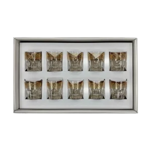 SAHARA Verres à Thé SAINT LOUIS – Set de 12 Verres Dorés | Élégance et Style Marocain