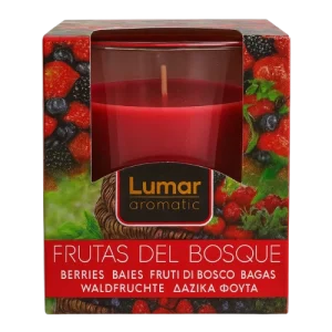Lumar 90811 – Bougie Parfumée Fruits des Bois | Élégante Bougie en Verre au Parfum Gourmand et Fruité