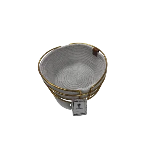 Panier à Pain BNZ-1116 – Panier Design Métal Doré et Tissu Blanc | Élégant, Pratique et Idéal pour la Table