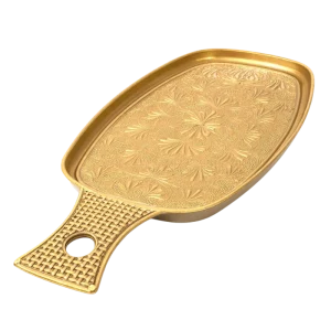 FVR-004-11 Plateau en Plastique Doré – Plateau de Service Design avec Poignée, Léger et Élégant pour Maison et Réception