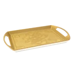 FVR-003-11 Plateau en Plastique Doré – Plateau Rectangulaire Élégant avec Poignées pour Service et Décoration
