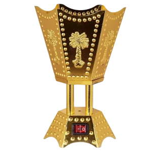 Brûleur d’Encens Électrique Doré TR42 – Diffuseur de Parfum Oriental Élégant en Métal Doré