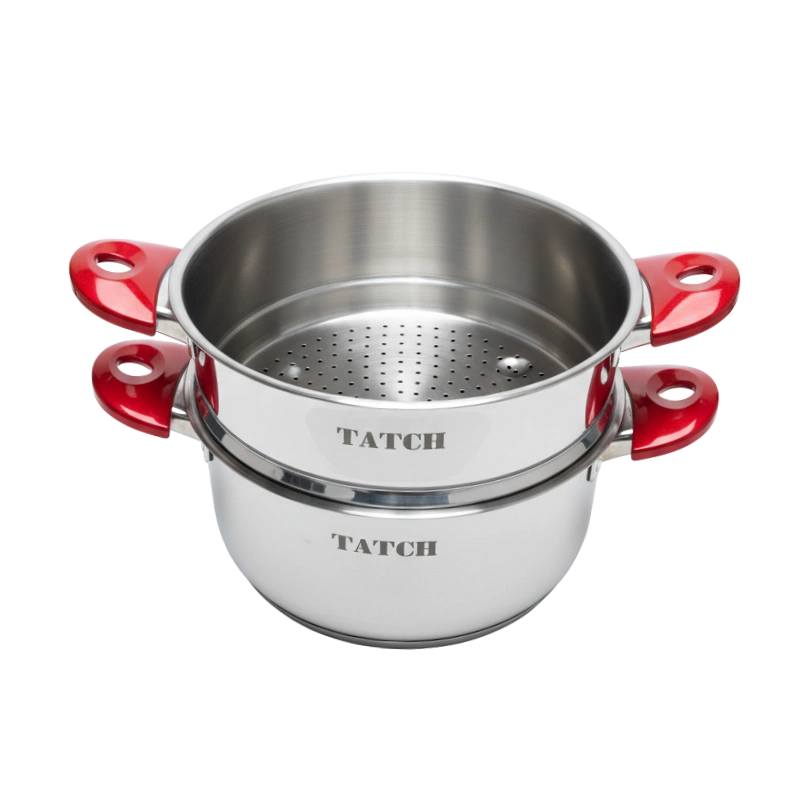 TATCH Couscoussier Inox 22 cm – Cuiseur Vapeur Multifonction avec Couvercle en Verre Trempé – Image 3