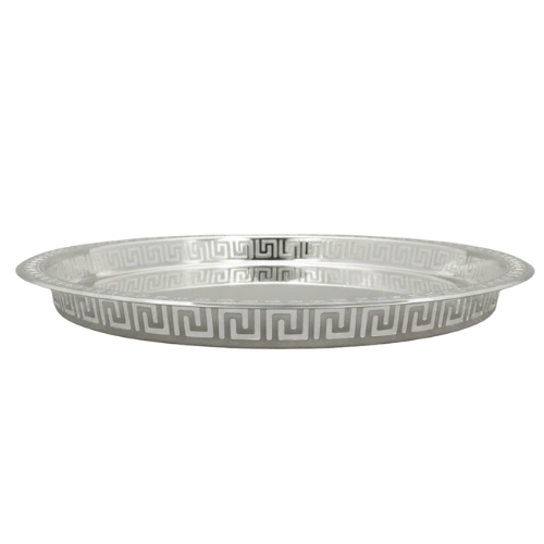 SAHARA 6604-AXL/3FS/MH-97/B – Ensemble de 3 Plateaux Argentés Gravés avec Poignées Sculptées, Élégants et Durables – Image 2